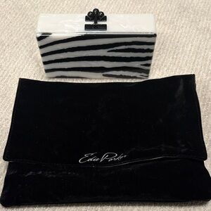 Like New Edie Parker Black and White Zebra Acrylic Box Clutch